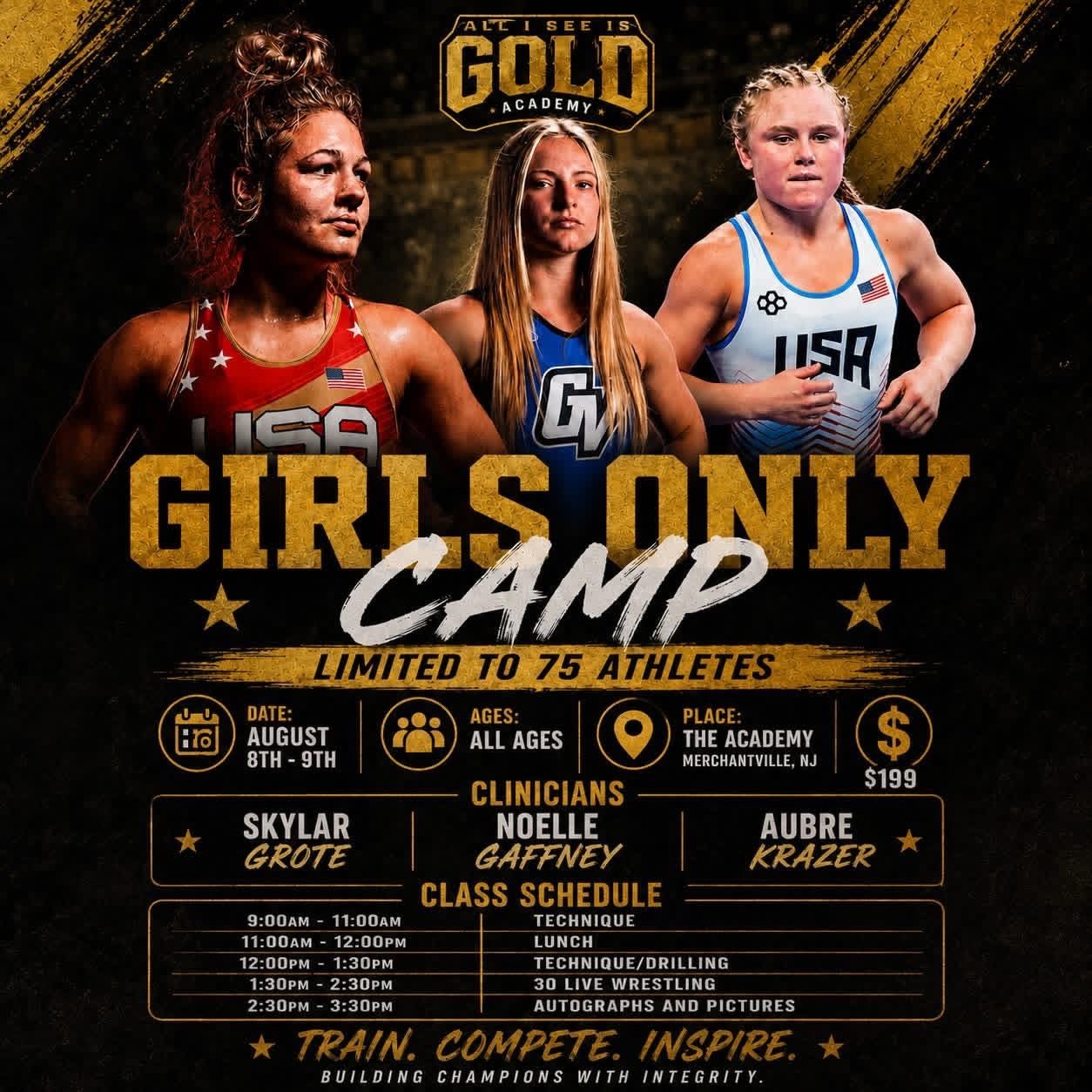 World-Class Women’s Wrestling Headed to South Jersey: All I See Is Gold Academy Announces All-Girls Camp